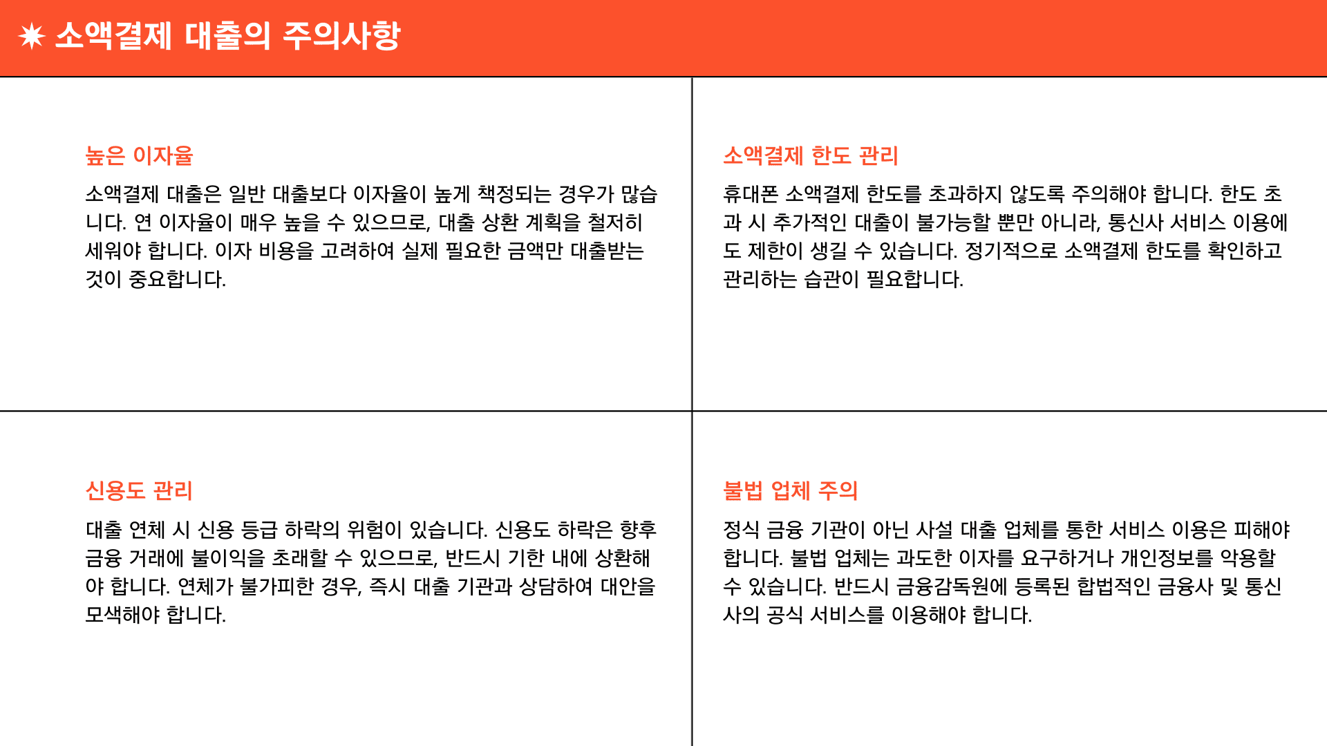 소액결제 대출의 주의사항